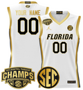 Men Custom Florida Gators Jersey 2025 SEC Champions Stitched White Gold