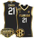 Men Alex Condon Jersey #21 Florida Gators 2025 SEC Champions Stitched Black Gold