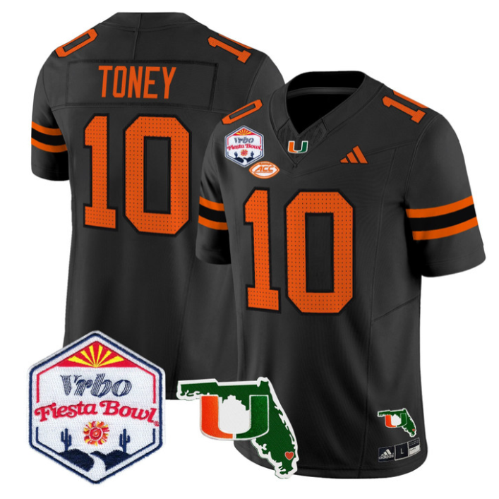 Malachi Toney Jersey #10 Miami Hurricanes 2026 Fiesta Bowl Florida Black