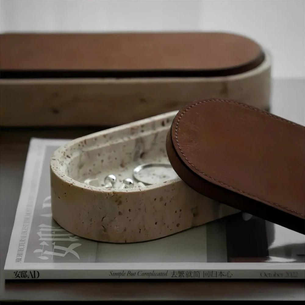 Marble Leather Lid Jewelry Storage Box