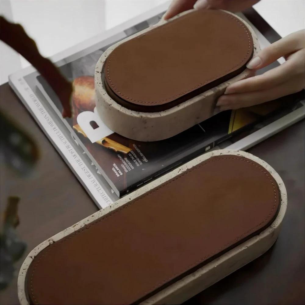 Marble Leather Lid Jewelry Storage Box