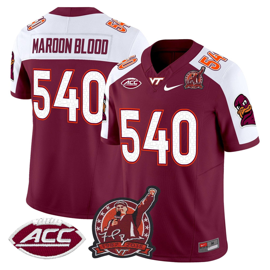 Maroon Blood Jersey #540 Virginia Tech Hokies Coach Frank Beamer 2025