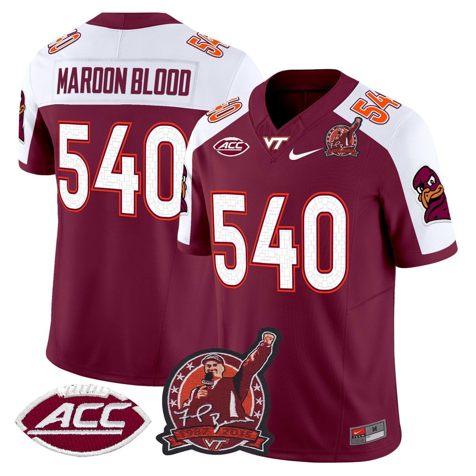 Maroon Blood Jersey #540 Virginia Tech Hokies Coach Frank Beamer 2025
