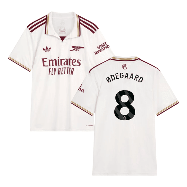 Martin Odegaard #8 Arsenal 2025-26 Third Jersey – Cream