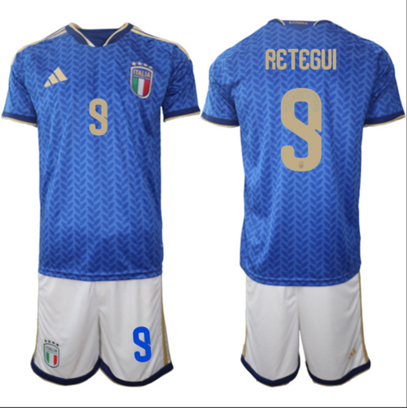 Mateo Retegui Jersey #9 Italy 2025-26 Blue Home Soccer Suit