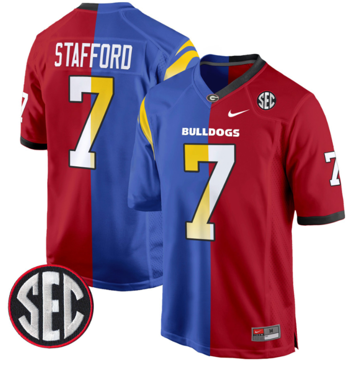Matthew Stafford Jersey #7 Georgia Bulldogs Split Football Game All Stitched