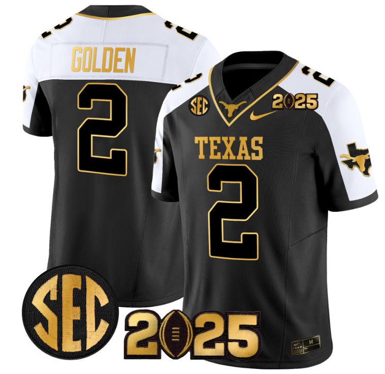 Matthew Golden Jersey #2 Texas Longhorns 2025 CFP Final Patch