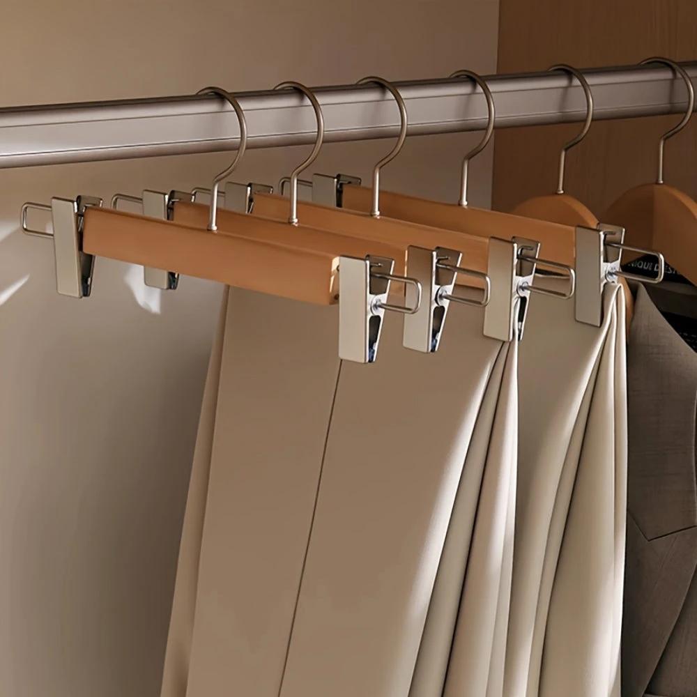 Maxwell Premium Wood Pants Hangers with Clips