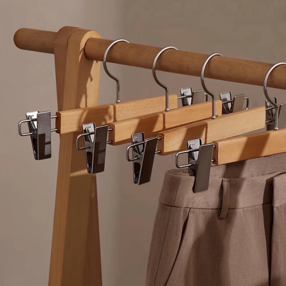 Maxwell Premium Wood Pants Hangers with Clips