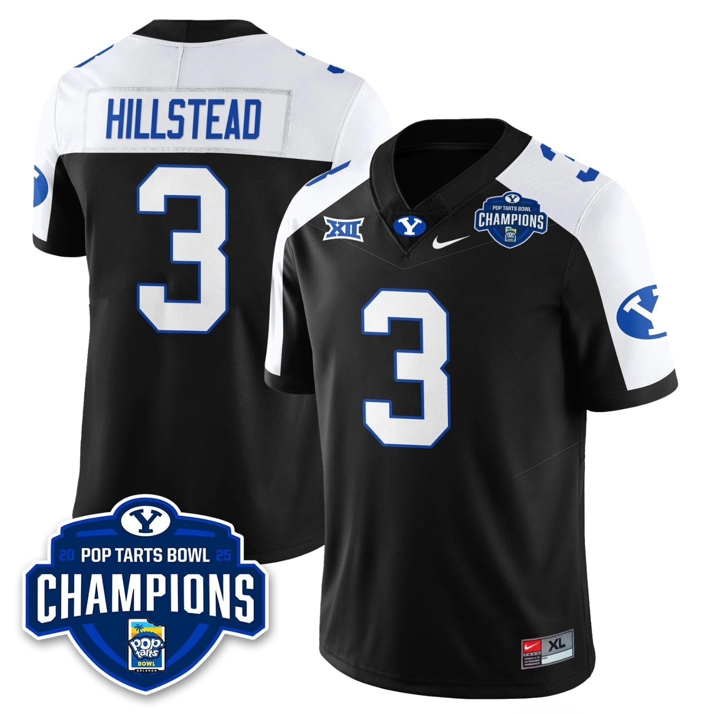 McCae Hillstead Jersey #3 BYU Cougars 2025 Pop-Tarts Bowl Champions
