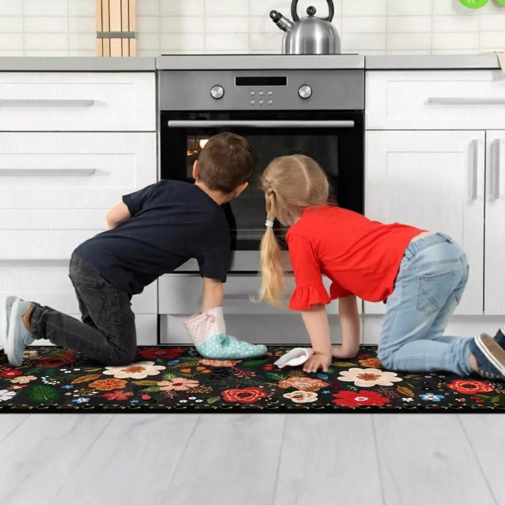 Meadow Boho Floral Kitchen Mat Set
