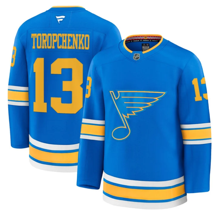 Alexey Toropchenko Jersey #13 St. Louis Blues 2025-26 Premium Stitched Blue