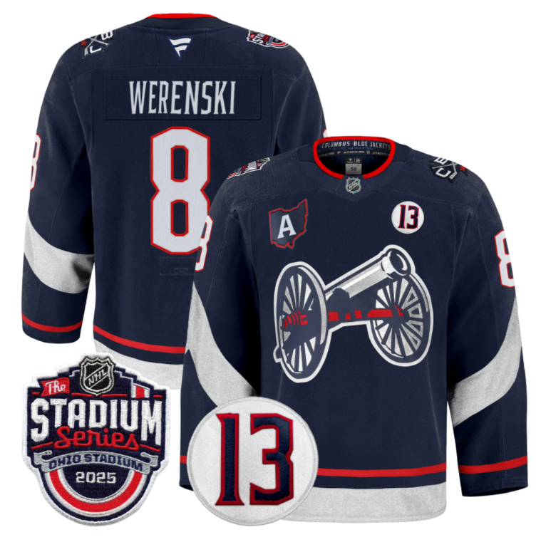 Men Zach Werenski Jersey #8 Columbus Blue Jackets 2025 Stadium Series