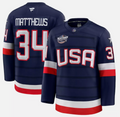 Men's Auston Matthews Jersey #34 USA Navy 2025 4 Nations Face-Off Stitched