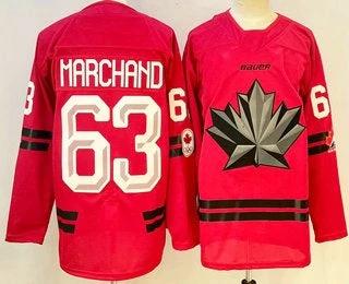 Men's Canada Hockey #63 Brad Marchand Red 2026 Olympics Hockey Jersey