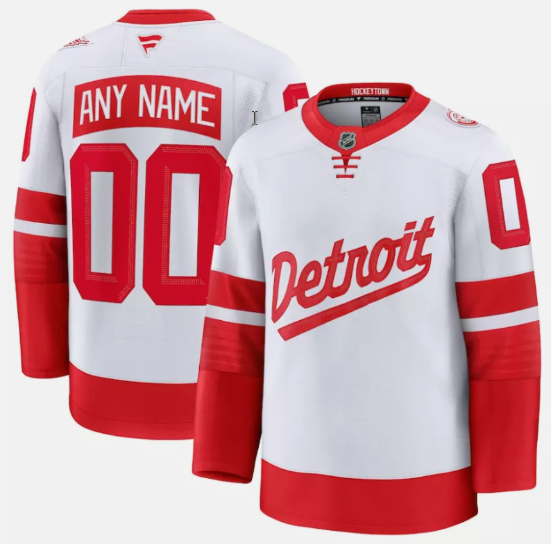 Custom Detroit Red Wings Jersey White 2025 Stadium Series Stitched