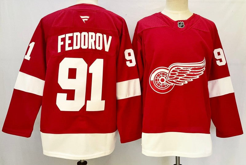 Detroit Red Wings #91 Sergei Fedoro Jersey  2025 Premium Stitched