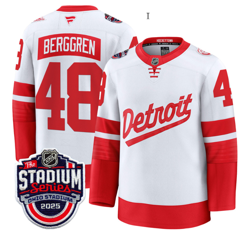 Men's Jonatan Berggren Jersey #48 Detroit Red Wings 2025 Stadium Series Stitched