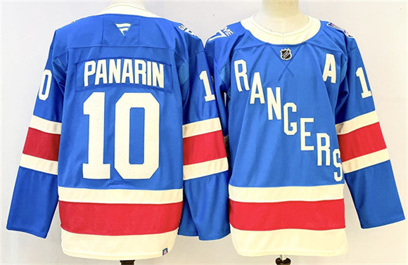 Men's New York Rangers #10 Artemi Panarin Jersey Blue 2025 With A Patch Stitched