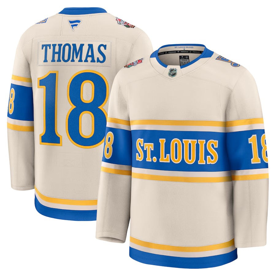 St. Louis Blues #18 Robert Thomas 2025 NHL Winter Classic Premium Cream Jersey
