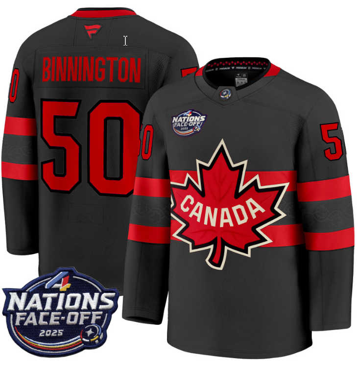 Men's Jordan Binnington Jersey #50 Canada 4 Nations Face-Off 2025 Stitched