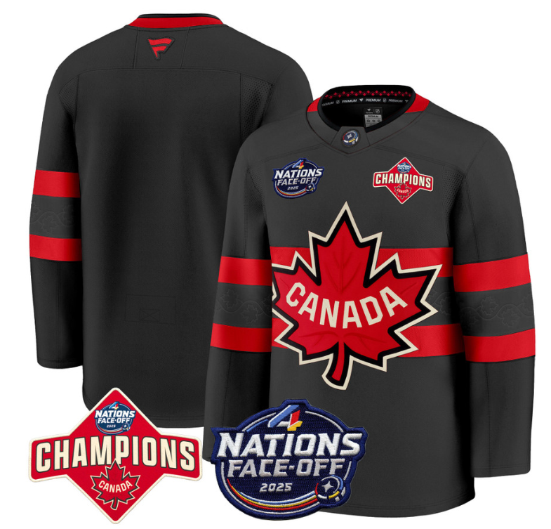 Men's Team Jersey Canada 4 Nations Face-Off 2025 Champions Patch Stitched