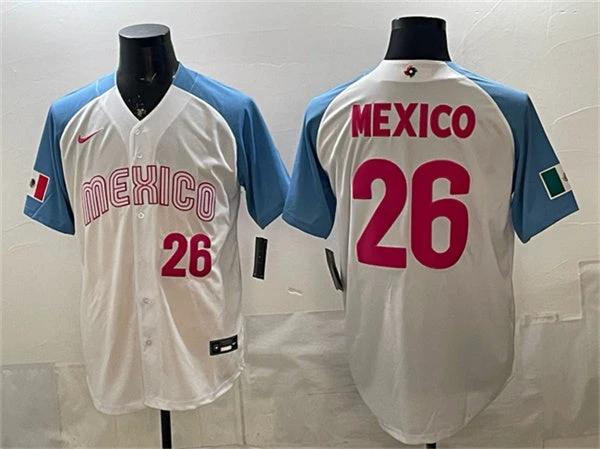 Mexico Baseball #26 Mexico Jersey White 2026 World Baseball Classic Home Stadium Stitched
