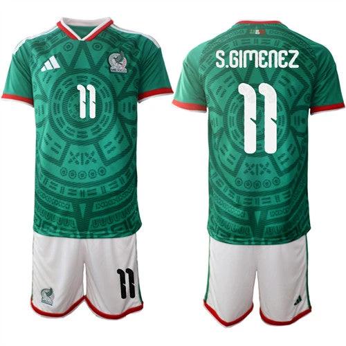 Mexico #11 S.GIMENEZ Jersey National Team x World Cup 2026 Home Green On Field Soccer