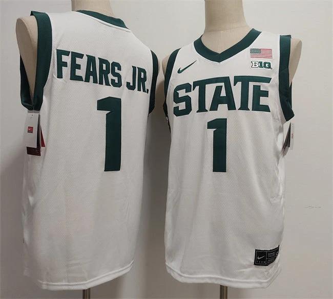 Michigan State Spartans Green #1 Jeremy Fears Jr. White Stitched Jersey