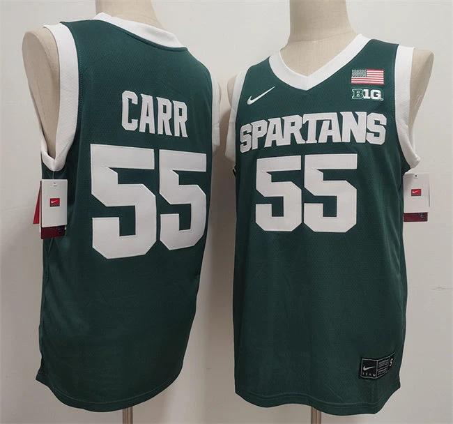 Michigan State Spartans Green #55 Coen Carr Green Stitched Jersey