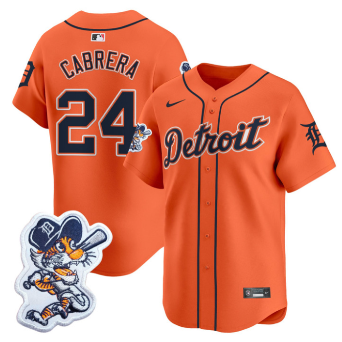 Miguel Cabrera Jersey #24 Detroit Tigers Paws Patch Vapor Premier Limited Stitched