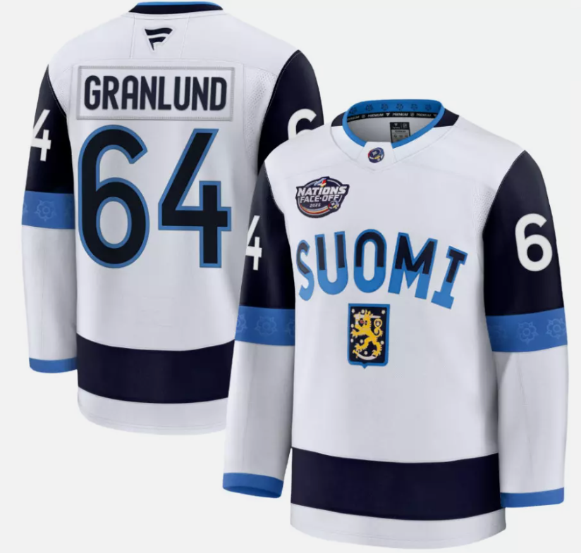 Mikael Granlund Jersey #64 Finland White 2025 4 Nations Face-Off Stitched