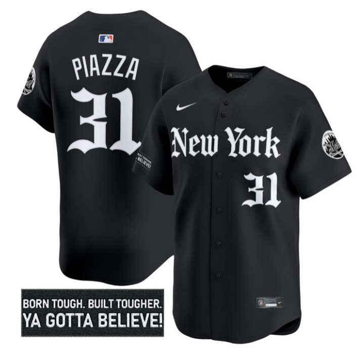 Mike Piazza Jersey #31 New York Mets Gothic Borough Edition Stitched