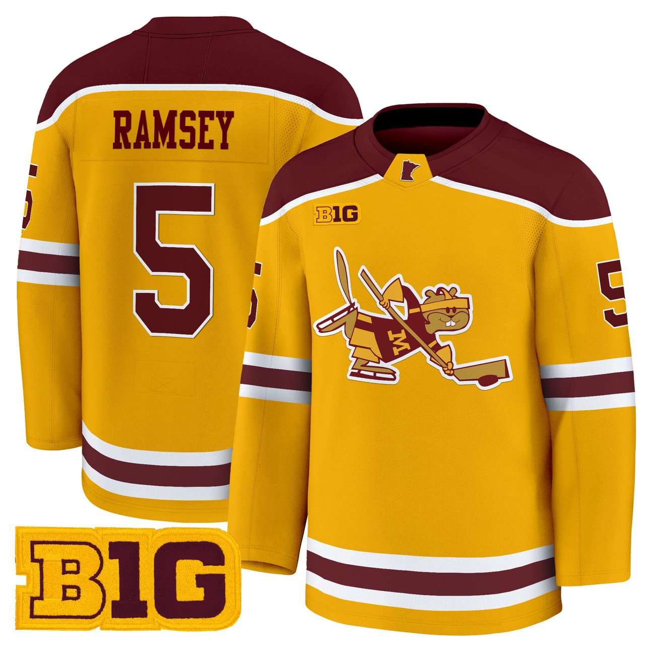 Mike Ramsey Jersey #5 Minnesota Golden Gophers 2025-26 Stitched Gold