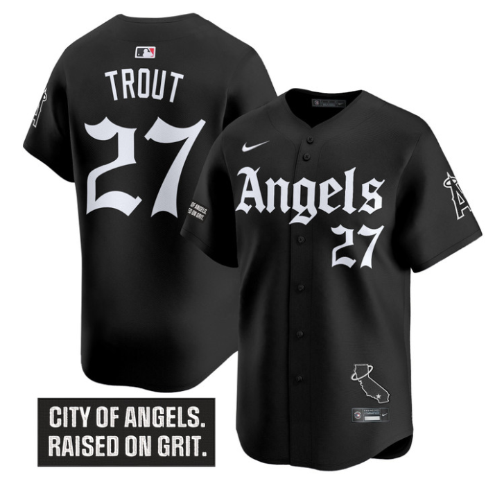 Mike Trout Jersey #27 Los Angeles Angels Gothic Halo Edition Stitched