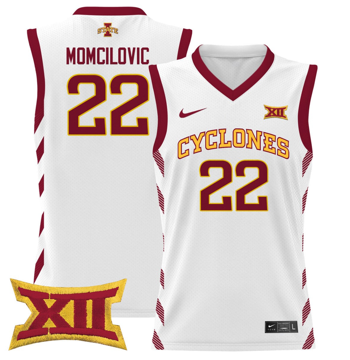 Milan Momcilovic Jersey #22 Iowa State 2024 Lightweight Basketball White