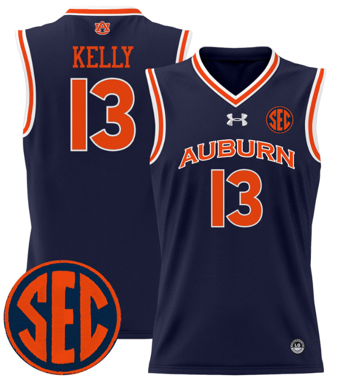Miles Kelly Jersey #13 Auburn Tigers 2024 Lightweight Basketball Navy