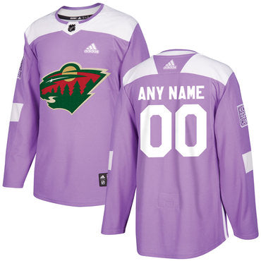 Minnesota Wild Purple Pink Custom Hockey Fights Cancer Practice Jersey Stitched