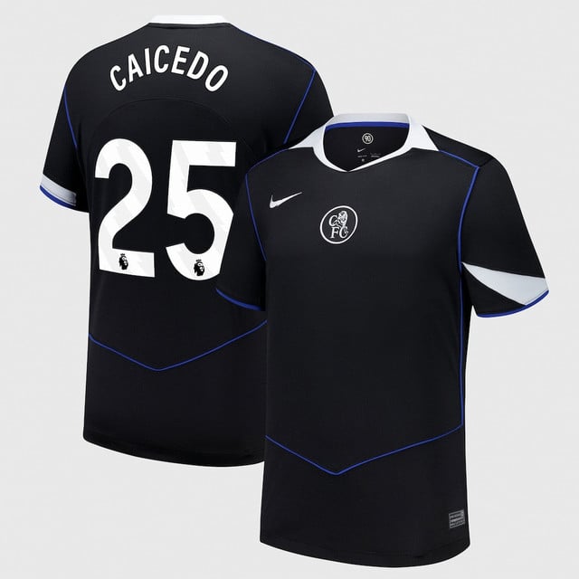 Moises Caicedo 25 Chelsea 2025-26 Third Match Jersey – Black