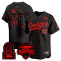 Mookie Betts Jersey #50 Dodgers 2025 Champions Stranger Things 9x Champs Stitched