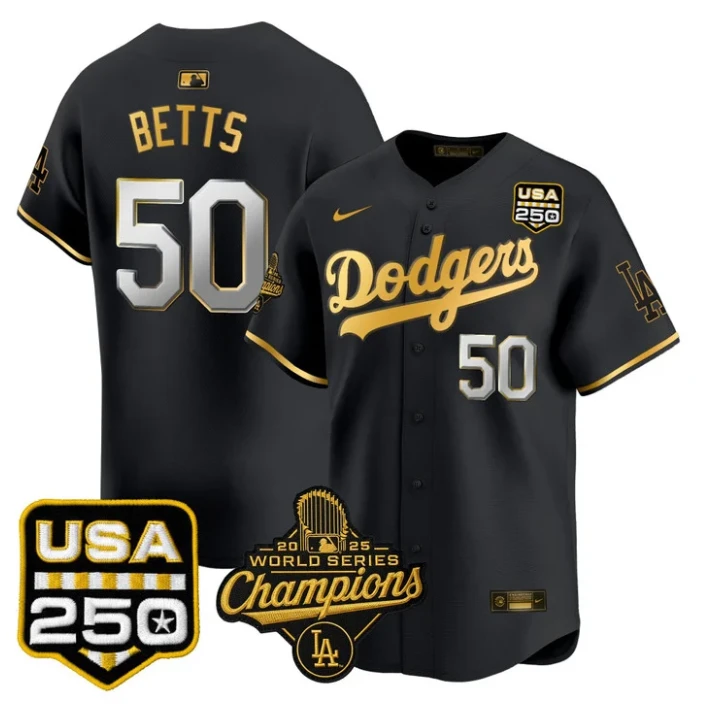 Mookie Betts Jersey #50 Dodgers 2025 World Series Champions 250 USA Stitched