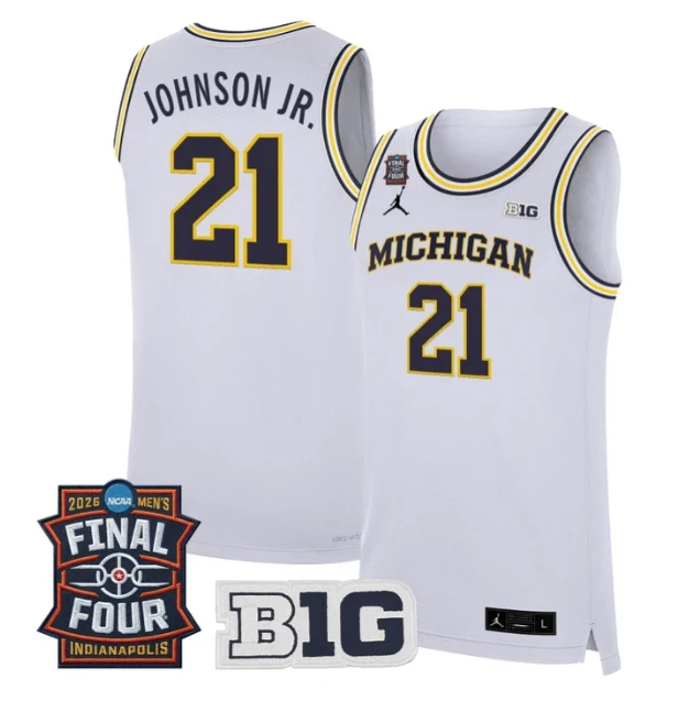 Morez Johnson Jr Jersey #21 Michigan Wolverines 2026 Final Four Stitched White