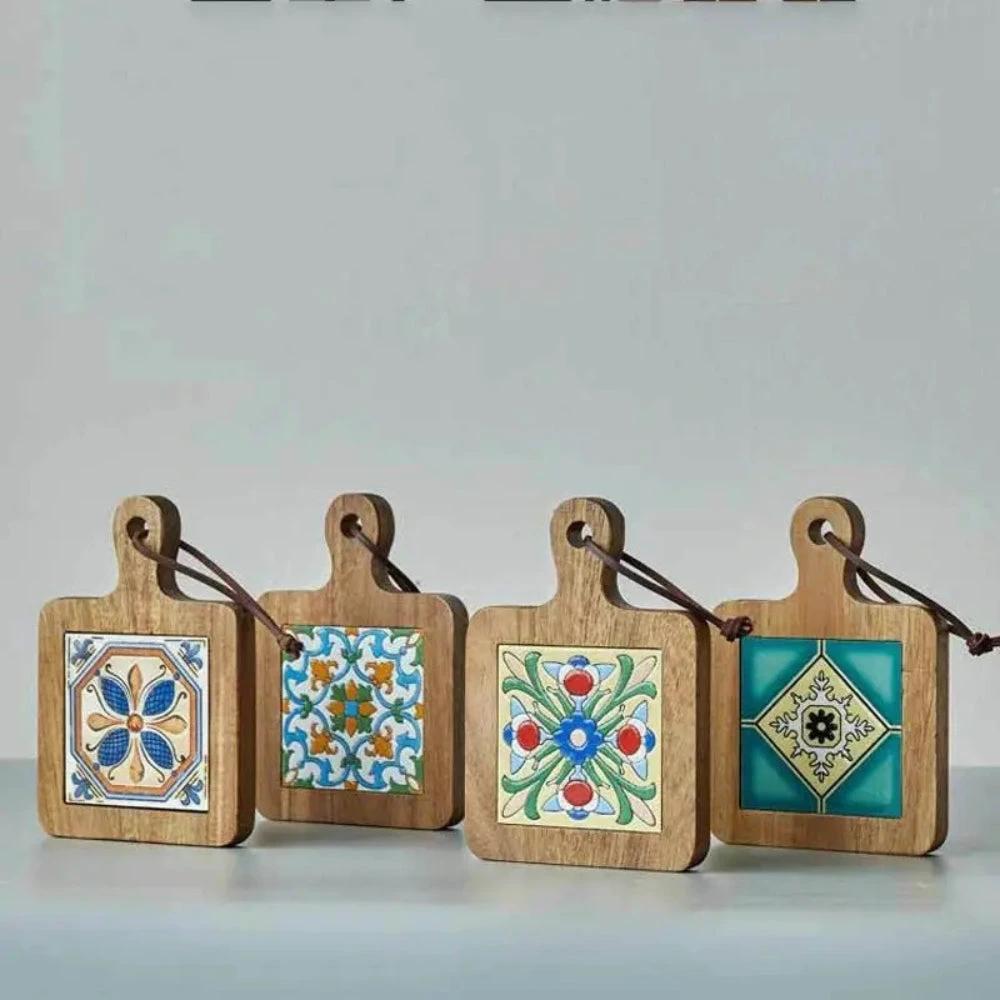 Moroccan Ebony Floral Wooden Trivets
