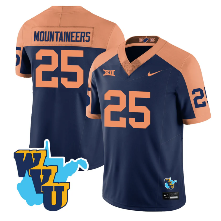 Mountaineers Jersey #25 West Virginia Mountaineers 1965-2025 Throwback