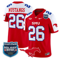 Mustangs Jersey #26 SMU Mustangs 2026 Holiday Bowl Patch Stitched Red Alternate