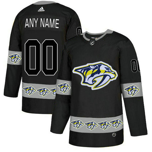 Nashville Predators Custom Black Team Logos Fashion Jersey Stitched
