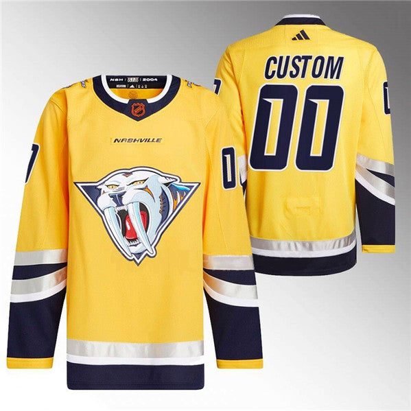 Nashville Predators Custom Gold 2022-23 Reverse Retro Stitched Jersey