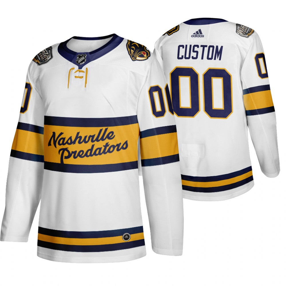 Nashville Predators Custom White 2020 Winter Classic Retro NHL Jersey Stitched