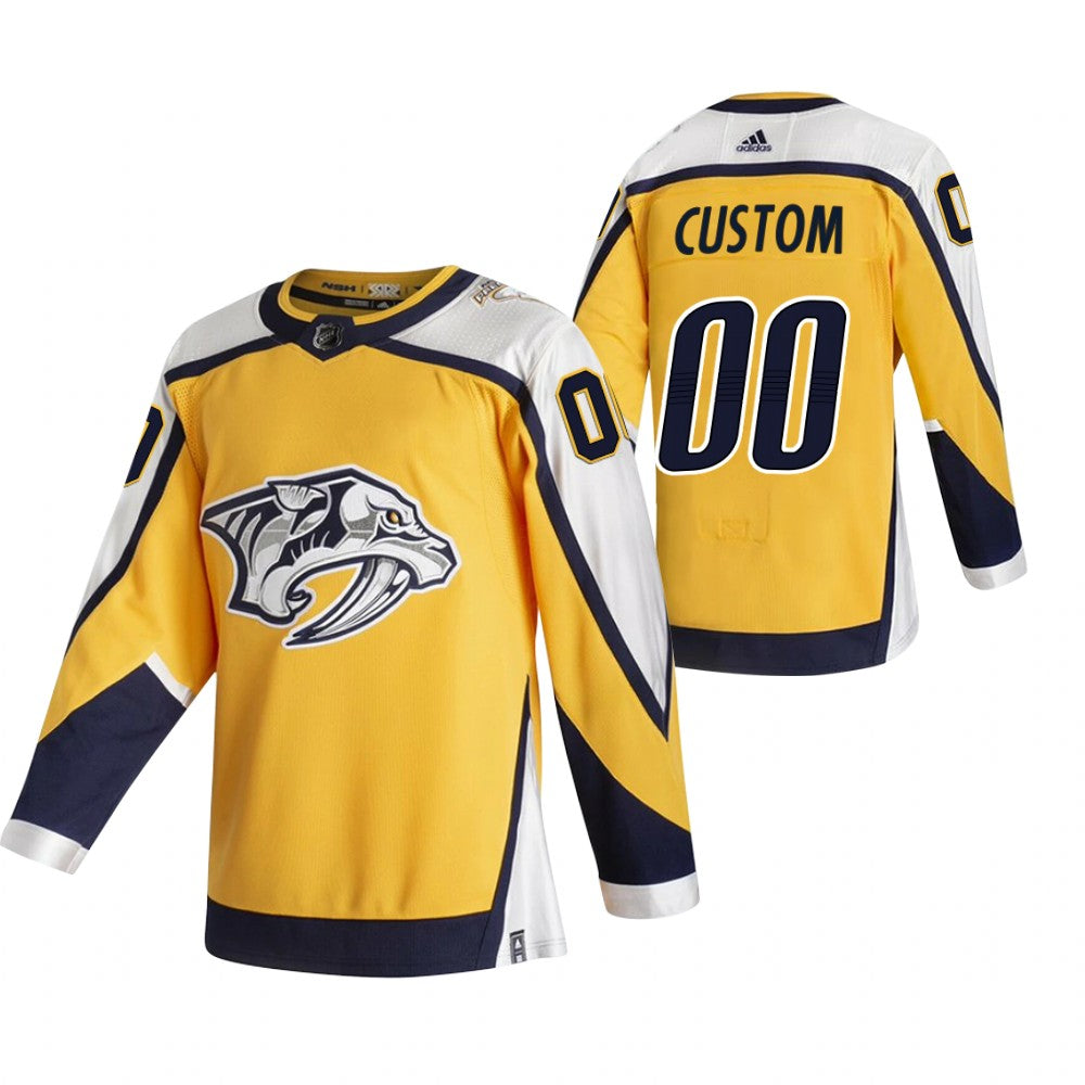 Nashville Predators Custom Yellow 2020-21 Reverse Retro Alternate NHL Jersey Stitched