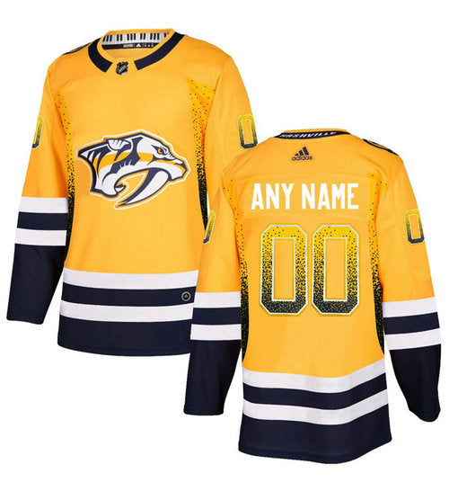 Nashville Predators Gold Customized Drift Fashion Jersey Stitched